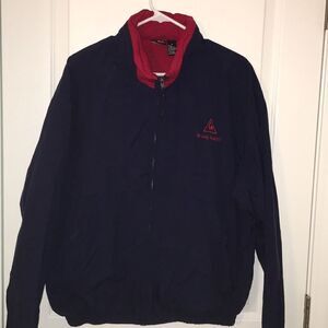 Vintage Blue Le Coq Sportif Tennis retro padded collar old school warm up jacket